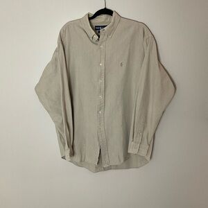 Ralph Lauren Blake Vintage Classic Button-Down Long Sleeve - Beige Herringbone